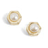 Gold Hexagon Pearl Stud Earrings